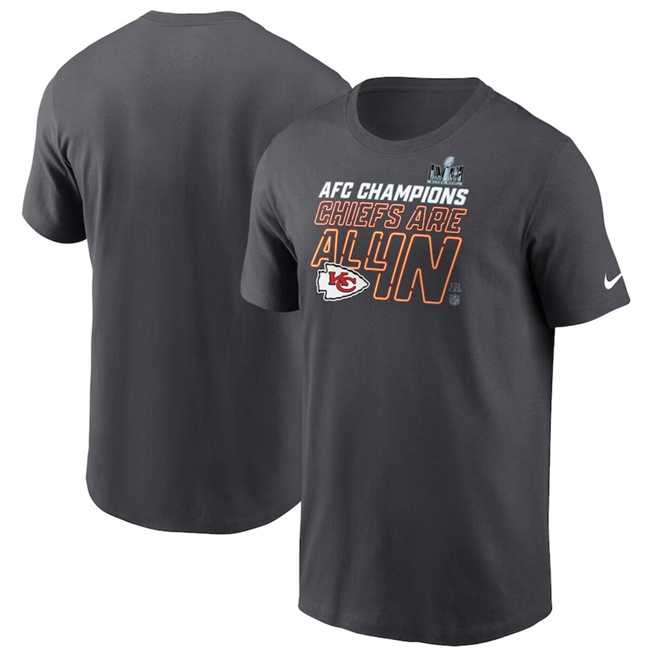 Men's Kansas City Chiefs Anthracite 2023 AFC Champions Locker Room Trophy Collection Tall T-Shirt,We sell and wholesale Men's Kansas City Chiefs Anthracite 2023 AFC Champions Locker Room Trophy Collection Tall T-Shirt on line form chian!